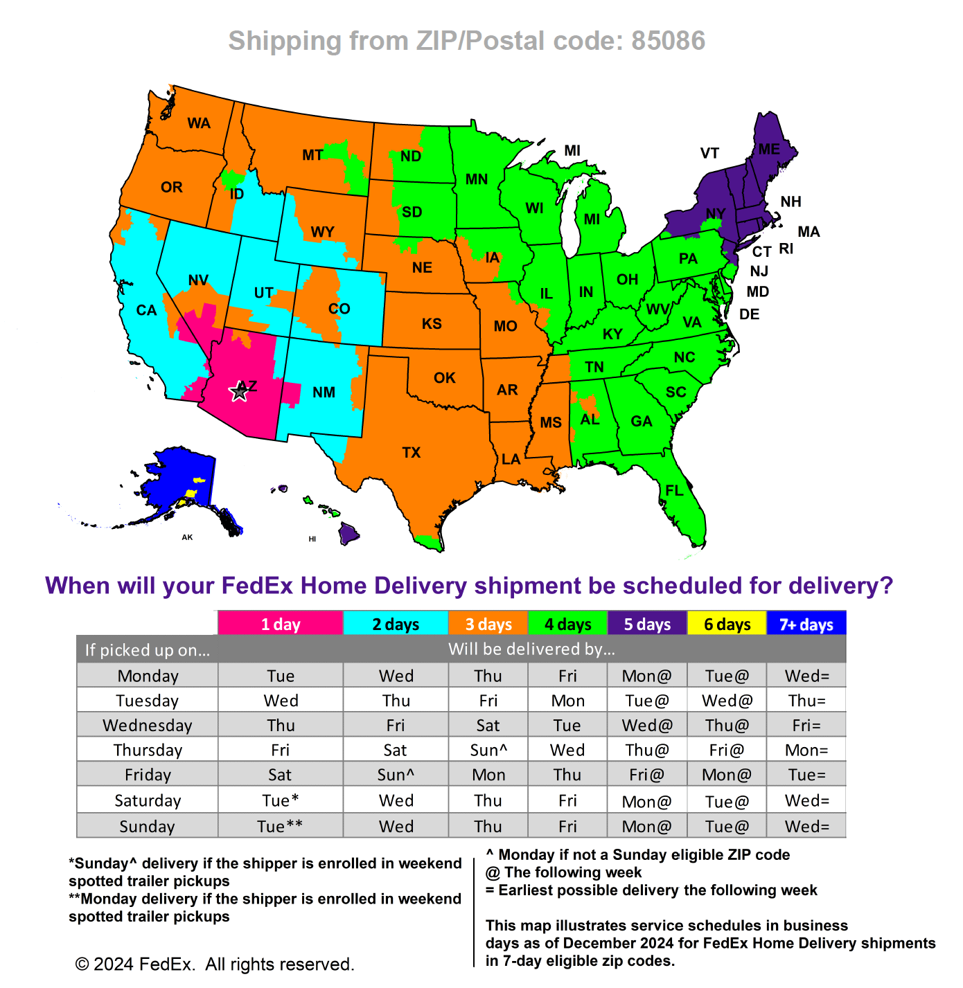 FedEx Residential Transit Map